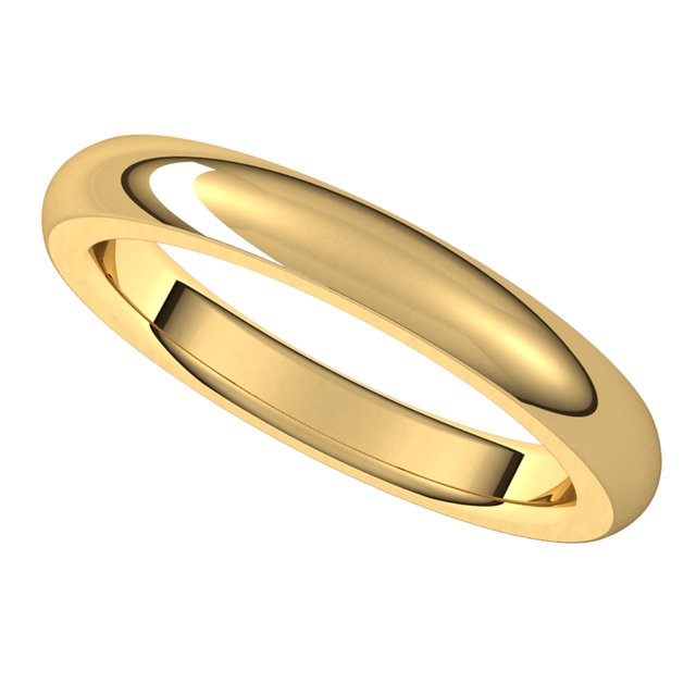 14K Yellow Gold 3 mm Half Round Comfort Fit Heavy Wedding Band 5