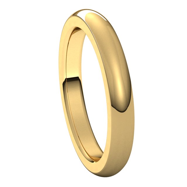 14K Yellow Gold 3 mm Half Round Comfort Fit Heavy Wedding Band 6