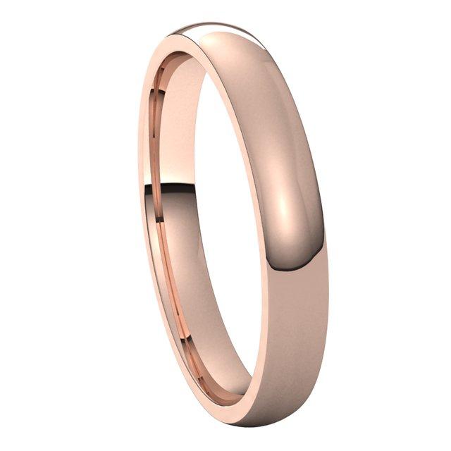 18K Rose Gold 3 mm Half Round Light Wedding Band 6