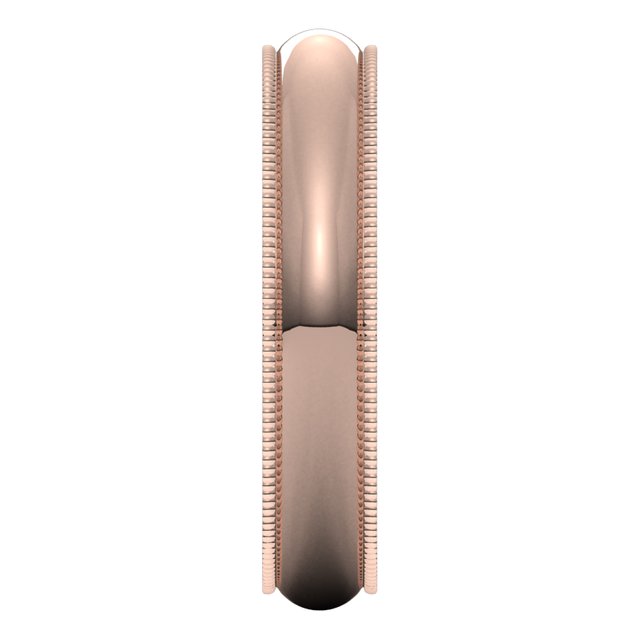14K Rose Gold 4 mm Milgrain Half Round Wedding Band 4