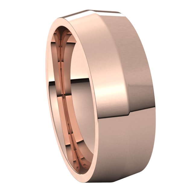 14K Rose Gold 7 mm Knife Edge Comfort Fit Wedding Band 6