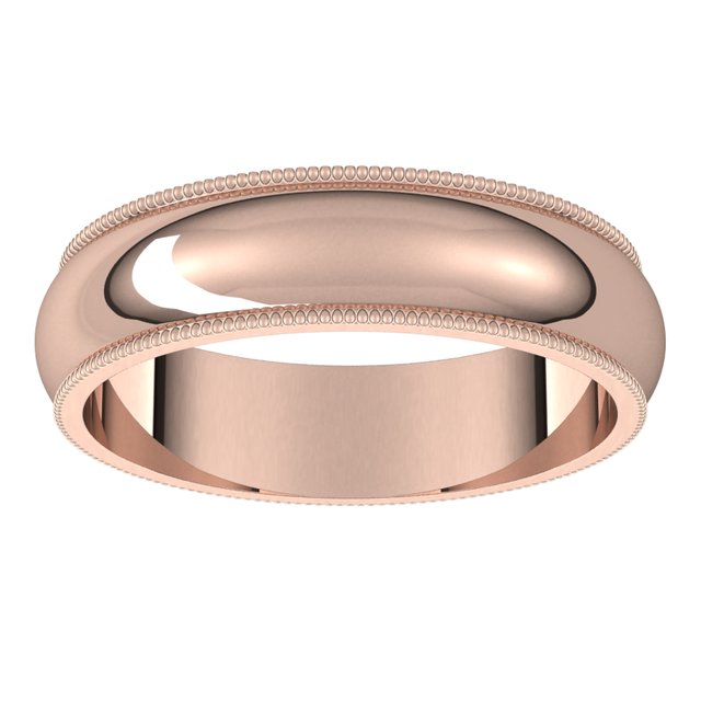 14K Rose Gold 5 mm Milgrain Half Round Wedding Band 3
