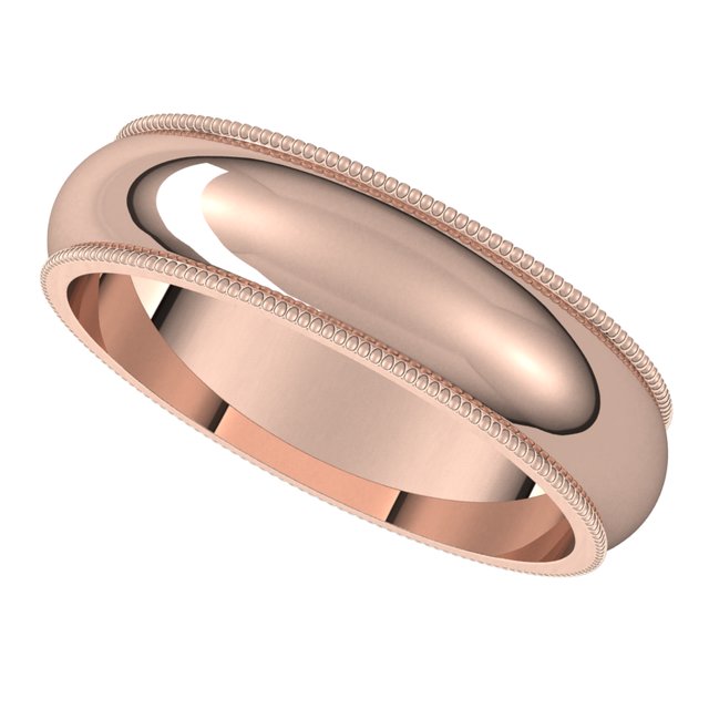 14K Rose Gold 5 mm Milgrain Half Round Wedding Band 5