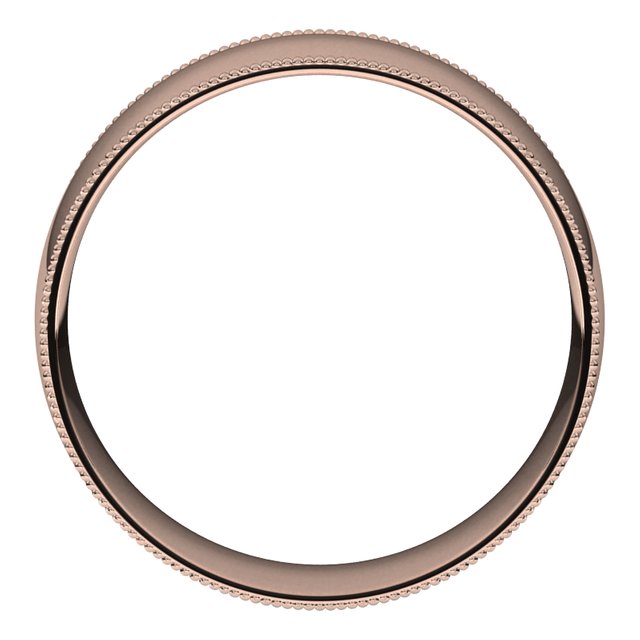 14K Rose Gold 7 mm Milgrain Half Round Comfort Fit Light Wedding Band 2
