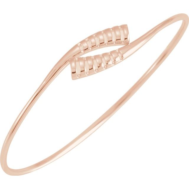14K Rose 16.5 mm Bypass Bangle 7" Bracelet 2