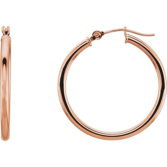 14K Rose Gold 25 mm Hoop Earrings