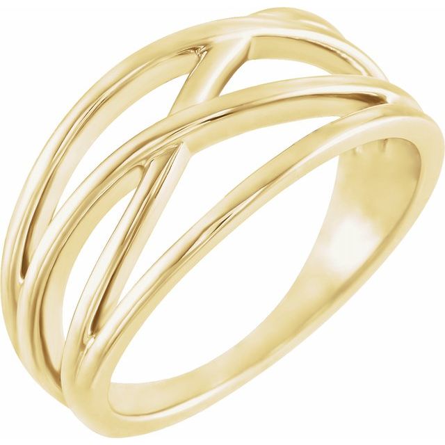 14K Yellow 10.2 mm Criss-Cross Ring 1