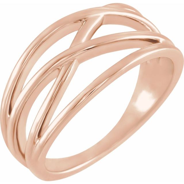 14K Rose 10.2 mm Criss-Cross Ring 1