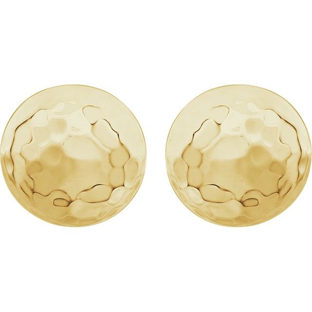14K Yellow Hammered Disk Earrings 2