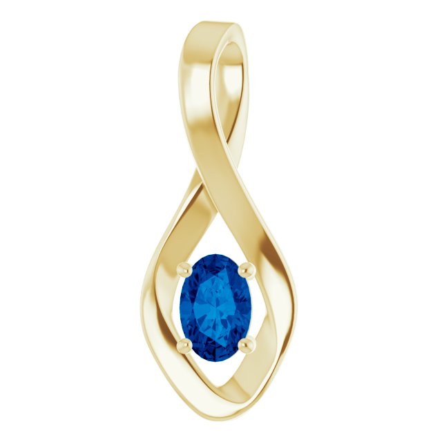 14K Yellow Blue Sapphire Pendant 1