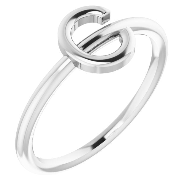 14K White Initial C Ring 1