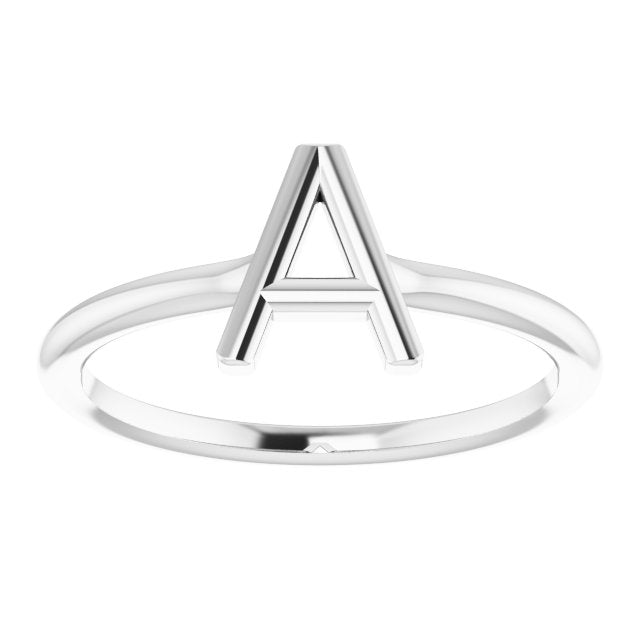 14K White Initial A Ring 3