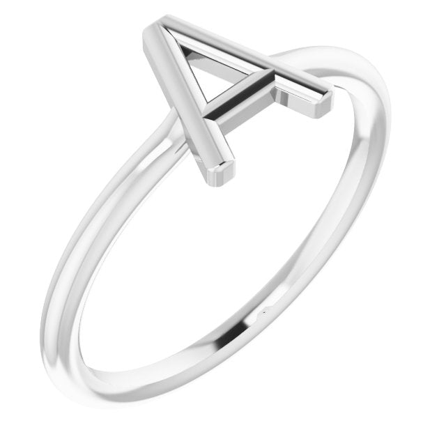 14K White Initial A Ring 1
