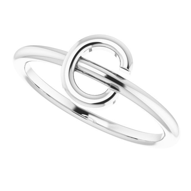 14K White Initial C Ring 5