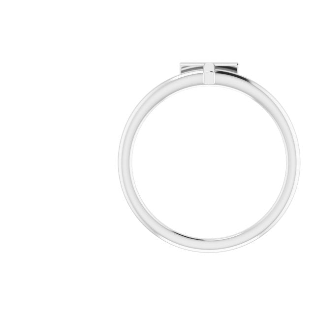 14K White Initial T Ring 2