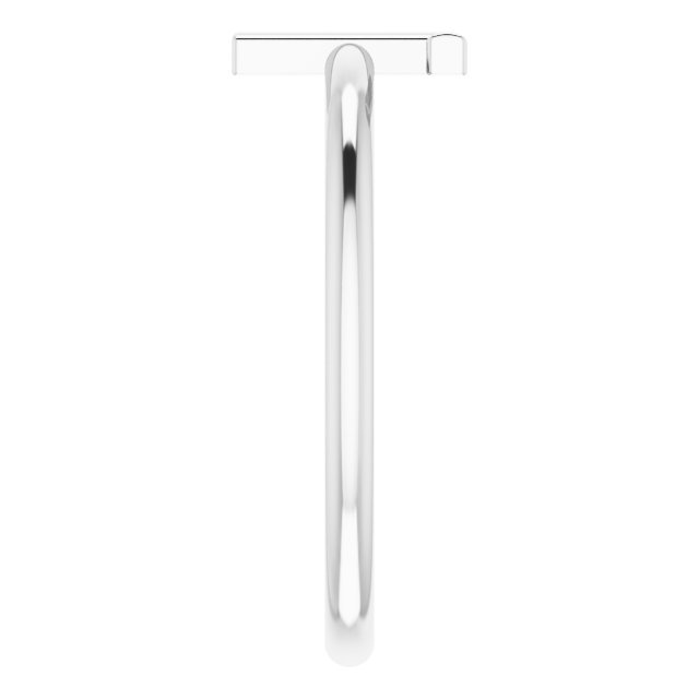 14K White Initial T Ring 4