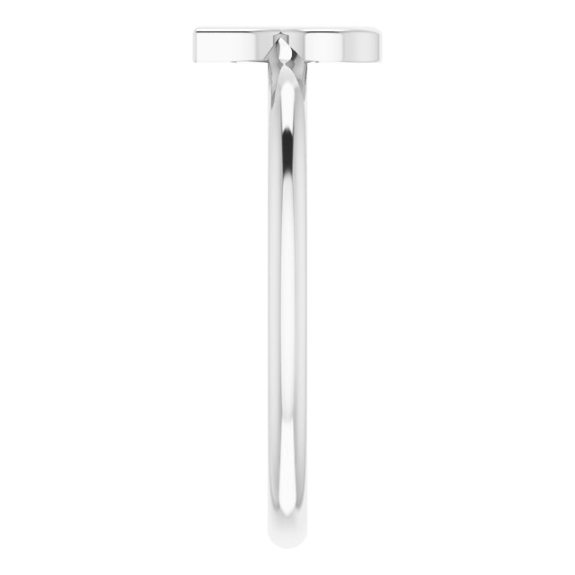 14K White Initial R Ring 4