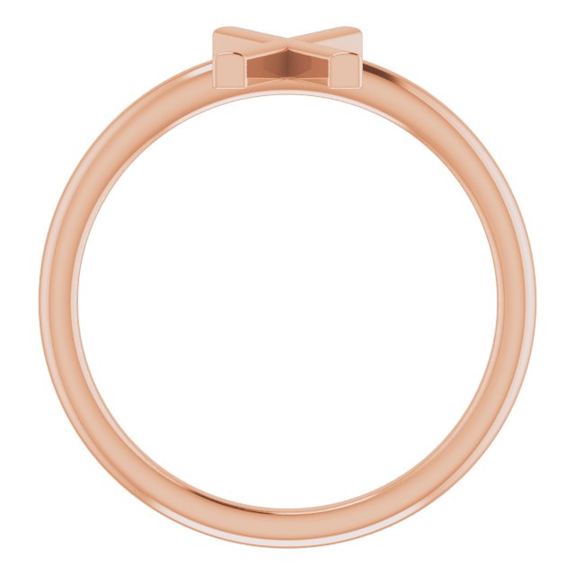 14K Rose Initial X Ring 2