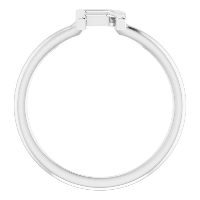 14K White Initial R Ring 2