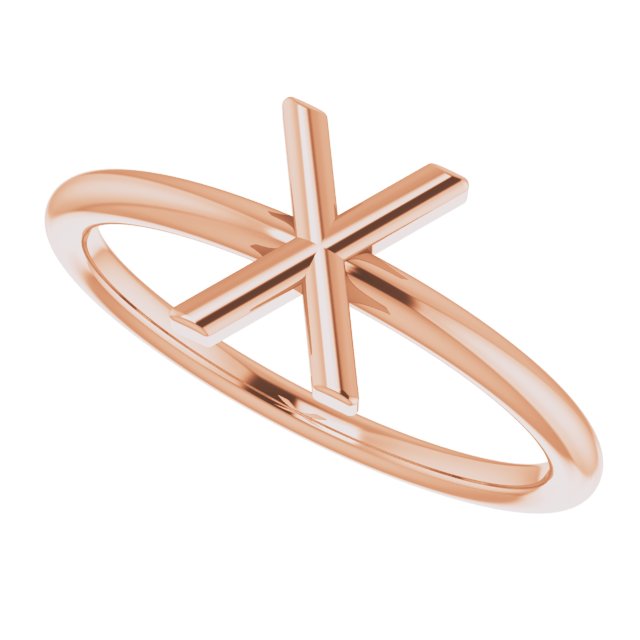 14K Rose Initial X Ring 5