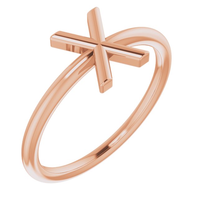 14K Rose Initial X Ring 1