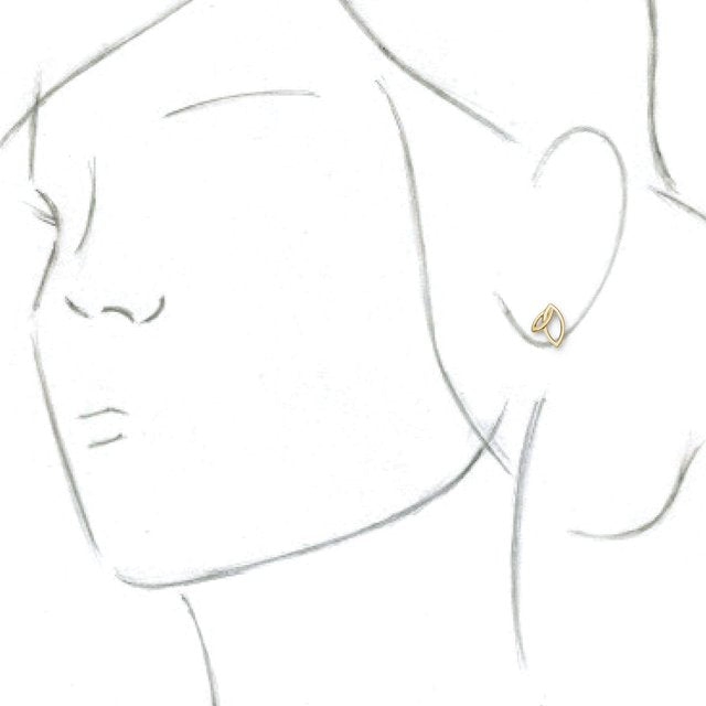 14K Yellow Double Leaf Earrings 3