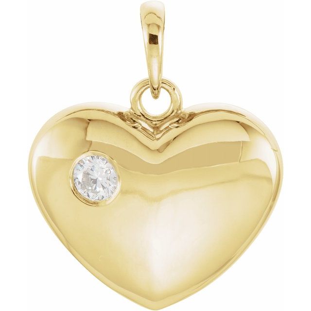 14K Yellow 1/10 CT Diamond 20.15x16 mm Heart Pendant 1