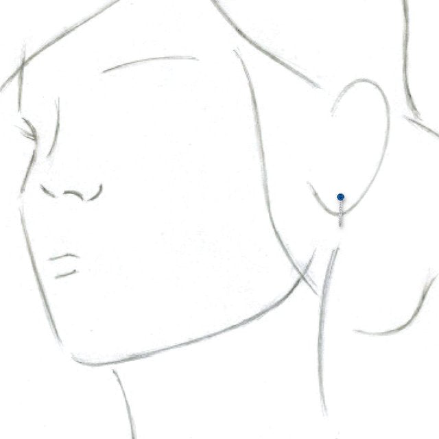 14K White Lab-Created Blue Sapphire & 1/6 CTW Diamond Hoop Earrings