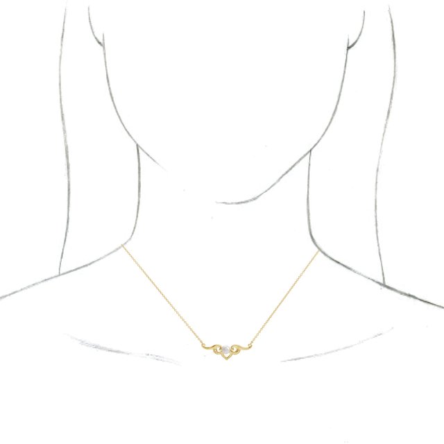 14K Yellow Gold Cultured White Gold Freshwater Pearl Bar 18" Necklace