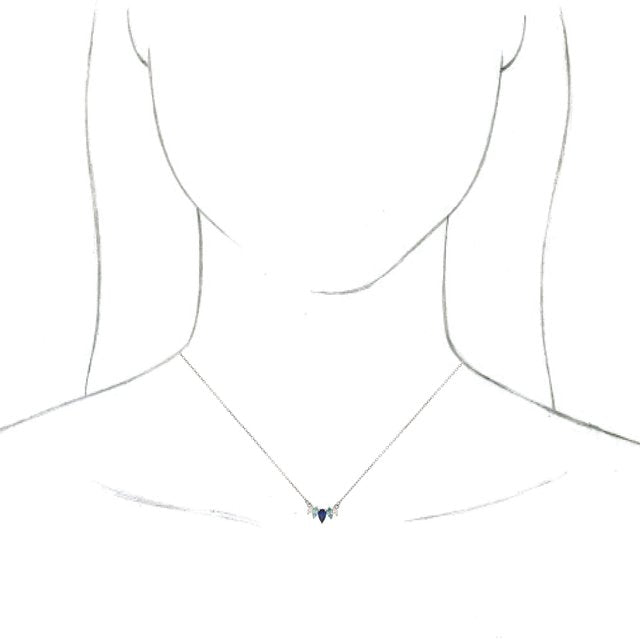 14K White Multi-Gemstone & .07 CTW Diamond Curved Bar 18" Necklace 3