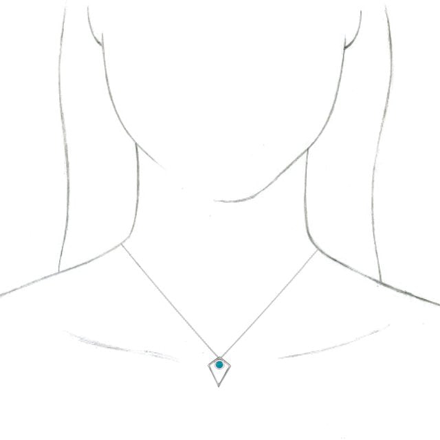 Sterling Silver Turquoise Cabochon Pyramid 24" Necklace 3