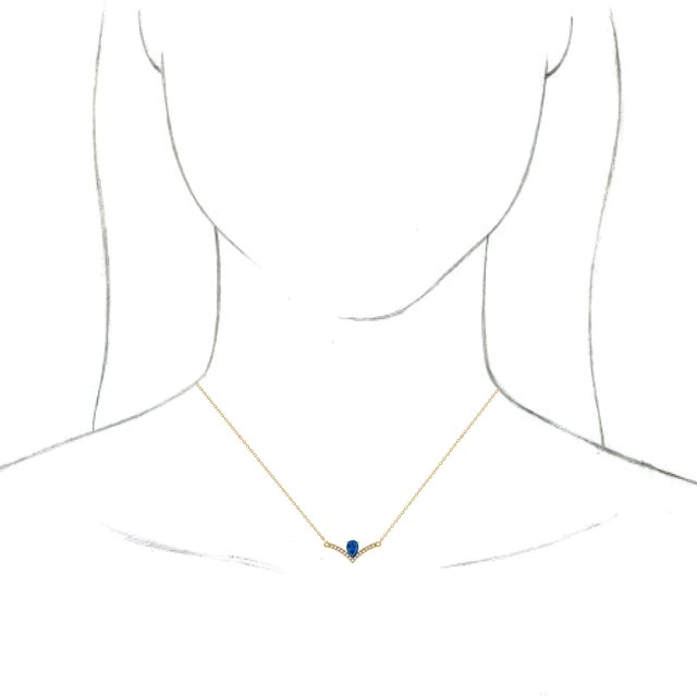 14K Yellow Blue Sapphire & .06 CTW Diamond 18" Necklace 3
