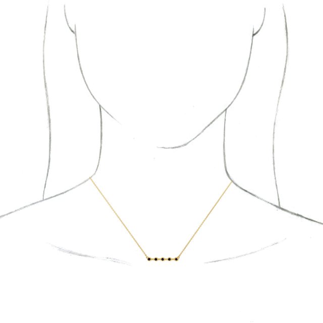 14K Yellow Blue Sapphire Bezel-Set Bar 18" Necklace 3