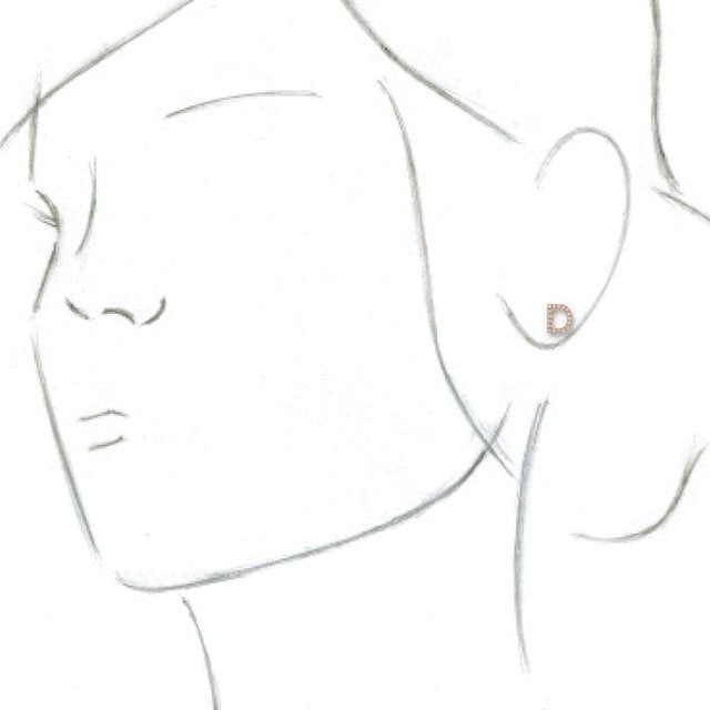 14K Rose .07 CTW Diamond Single Initial D Earring 2