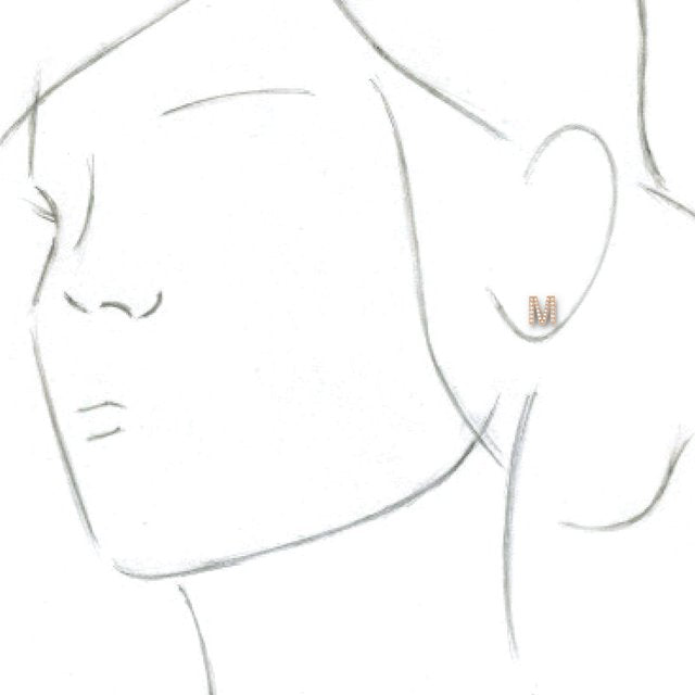 14K Rose .08 CTW Diamond Single Initial M Earring 2