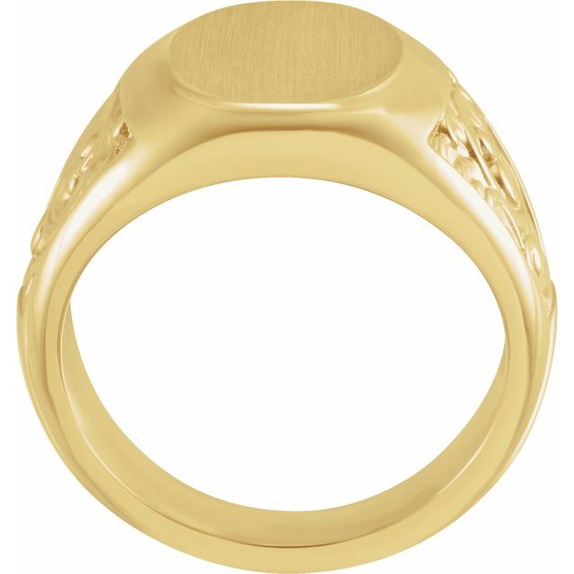14K Yellow 14x12 mm Scroll Signet Ring 2