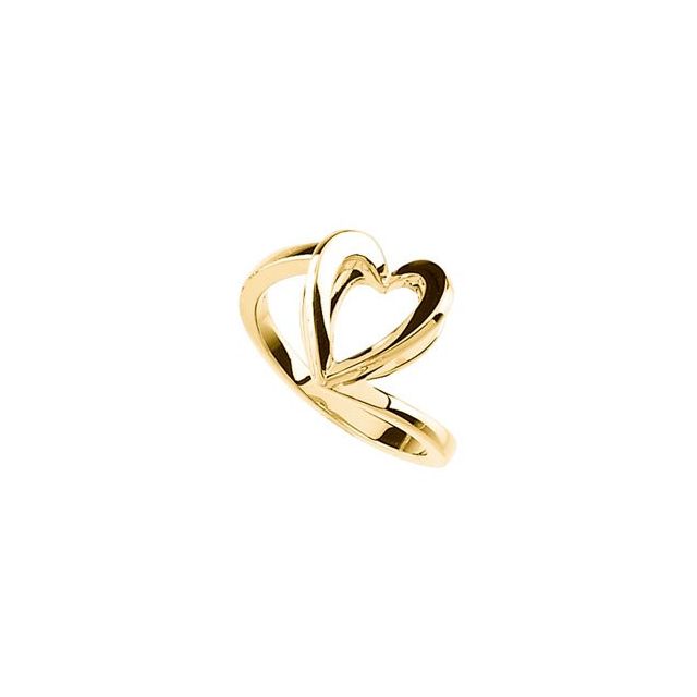 18K Yellow Shadow Box Heart Ring 1