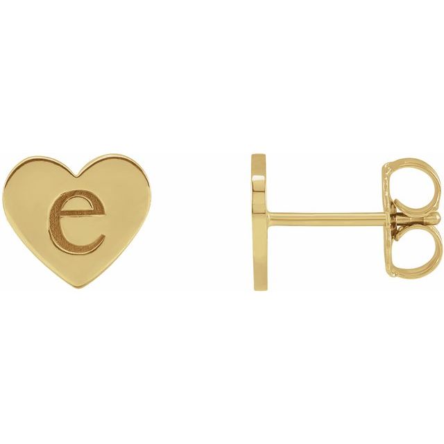 14K Yellow Engravable Heart Earrings 2