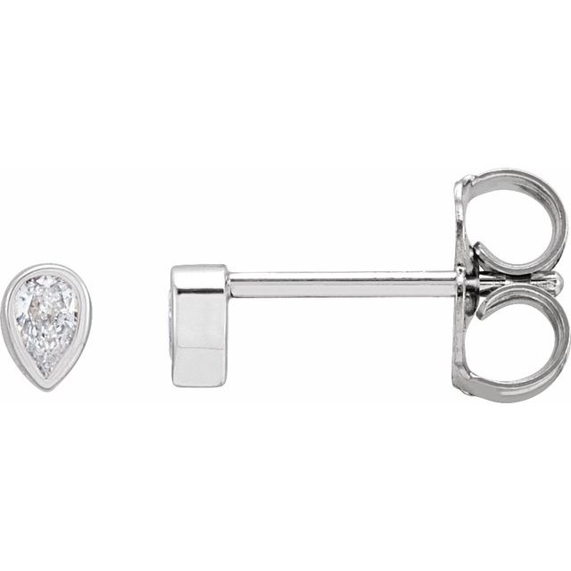 14K White Gold .05 CT Natural Diamond Micro Bezel-Set Earring