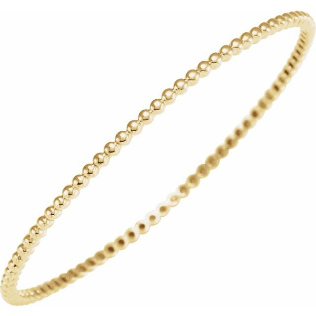 14K Yellow Gold Beaded Bangle Bracelet