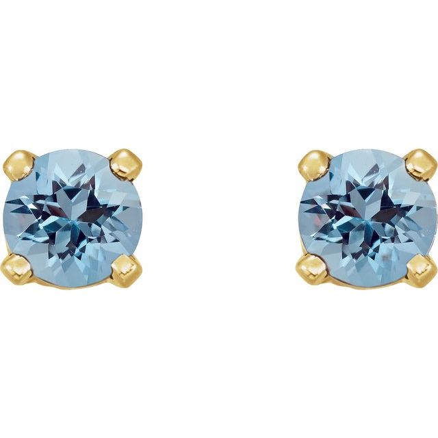 14K Yellow Gold Natural Aquamarine Earrings