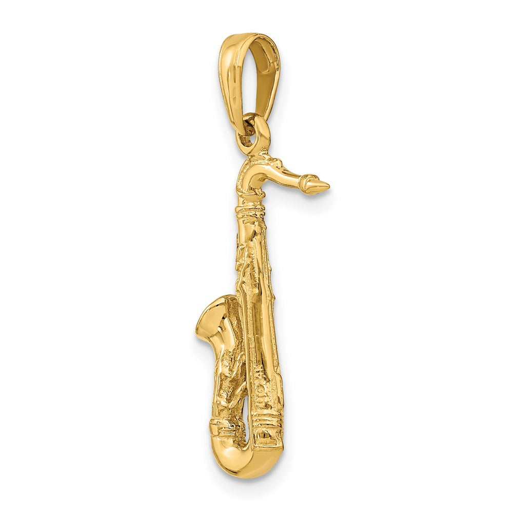 14K Solid Polished 3-D Saxophone Charm