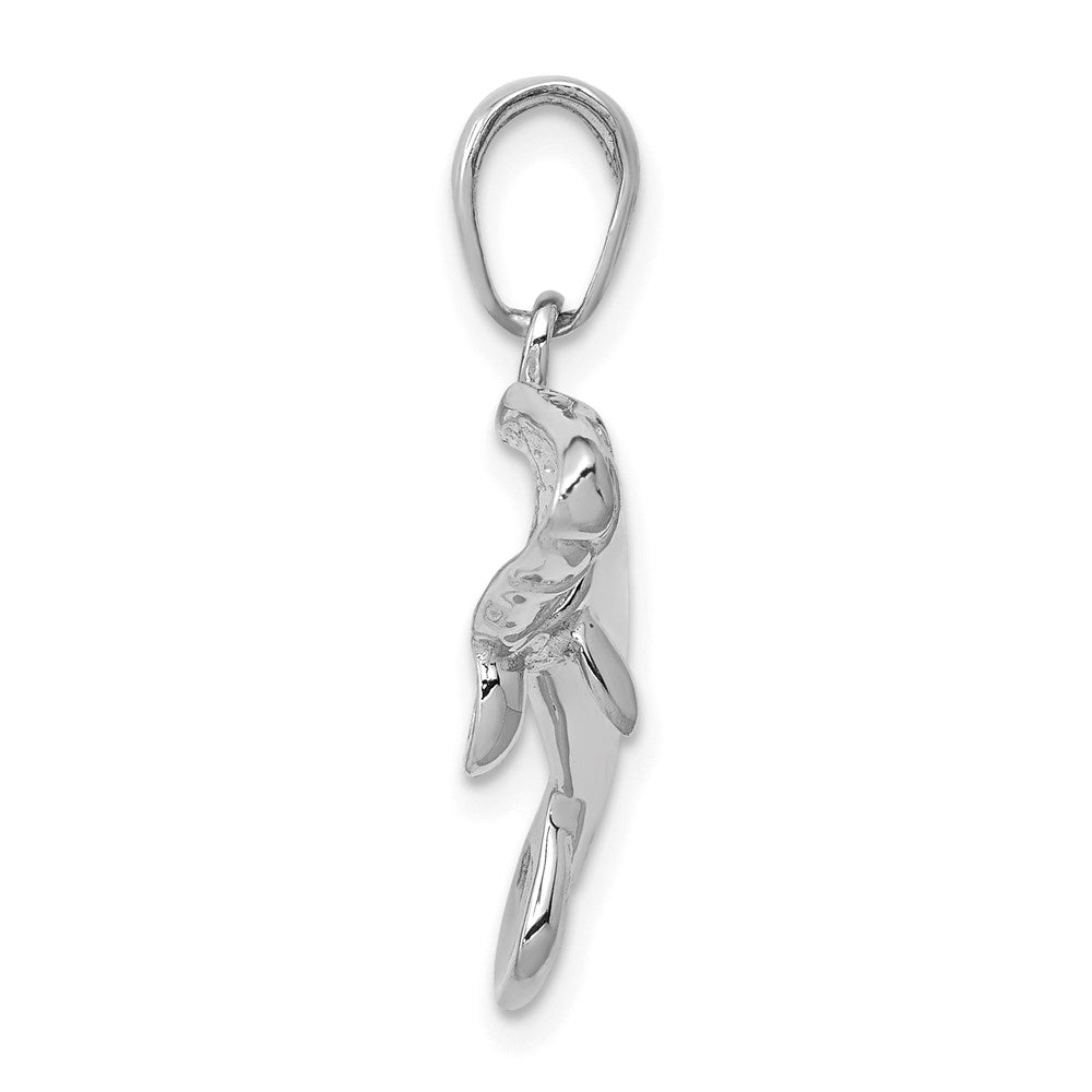 14K White Gold Solid Polished Manatee Pendant 2