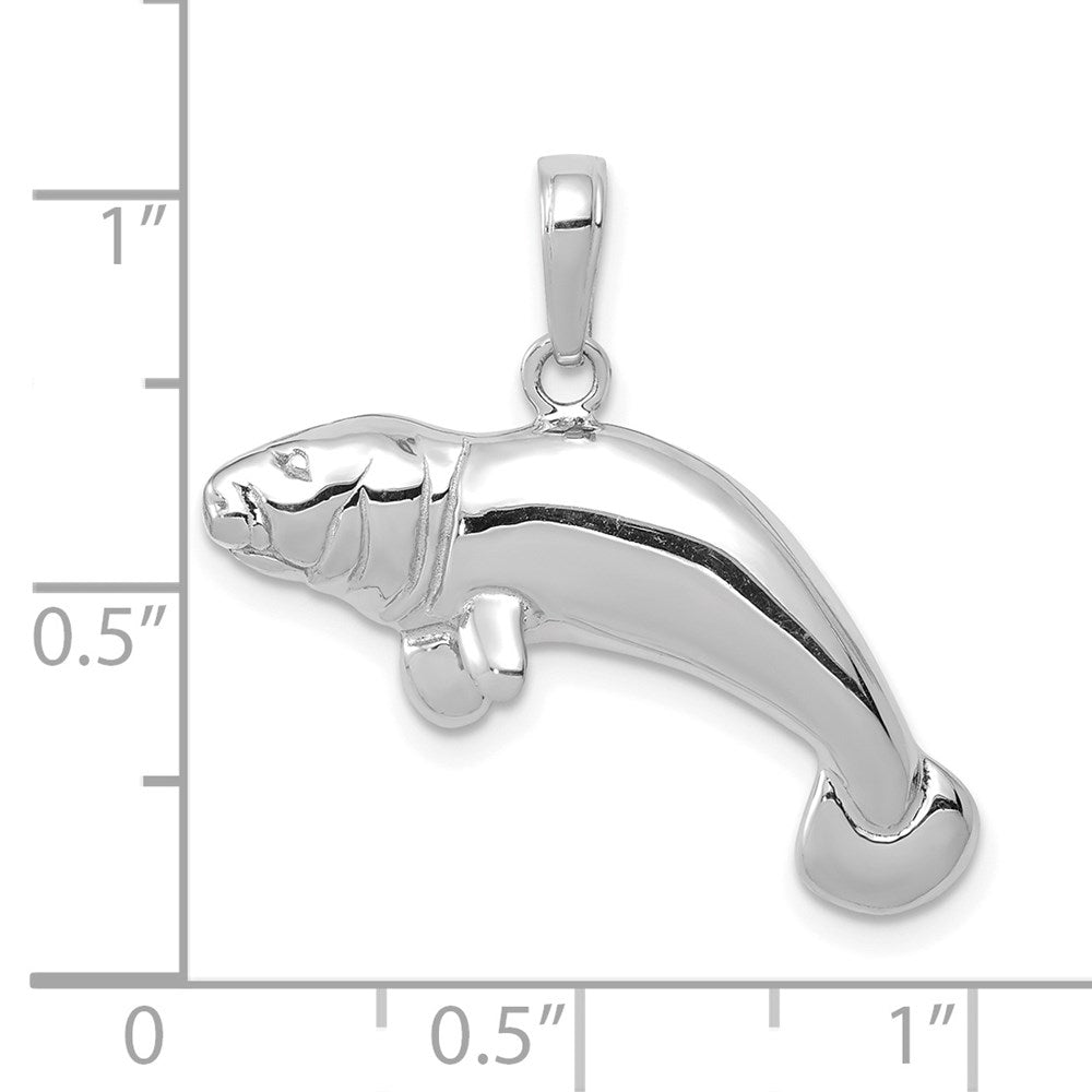 14K White Gold Solid Polished Manatee Pendant 3