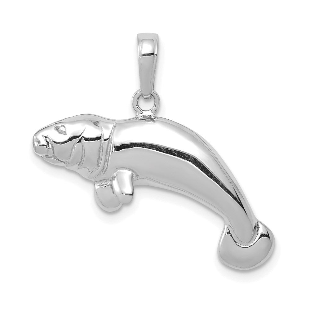 14K White Gold Solid Polished Manatee Pendant 1