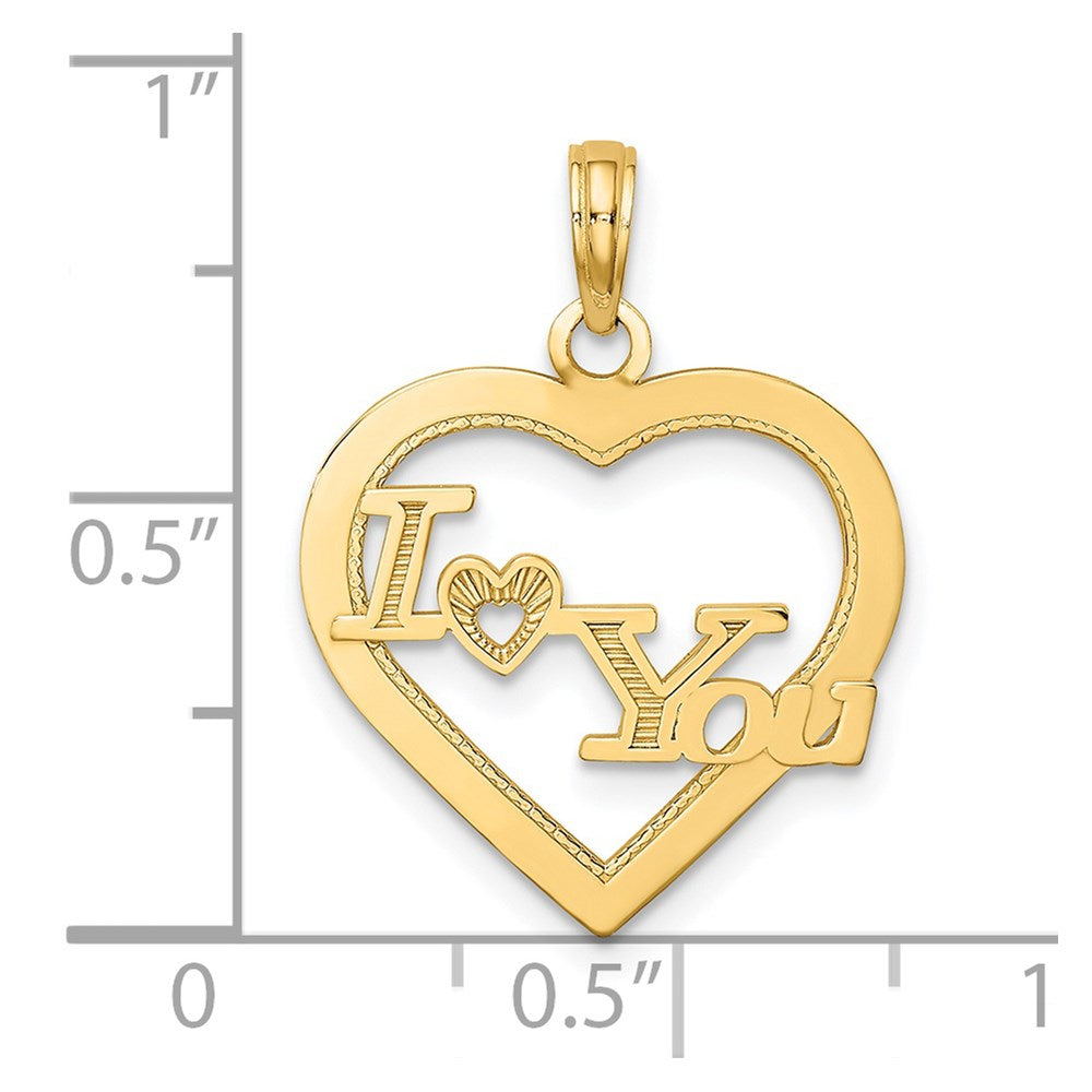 14k I HEART YOU in Heart Frame Charm