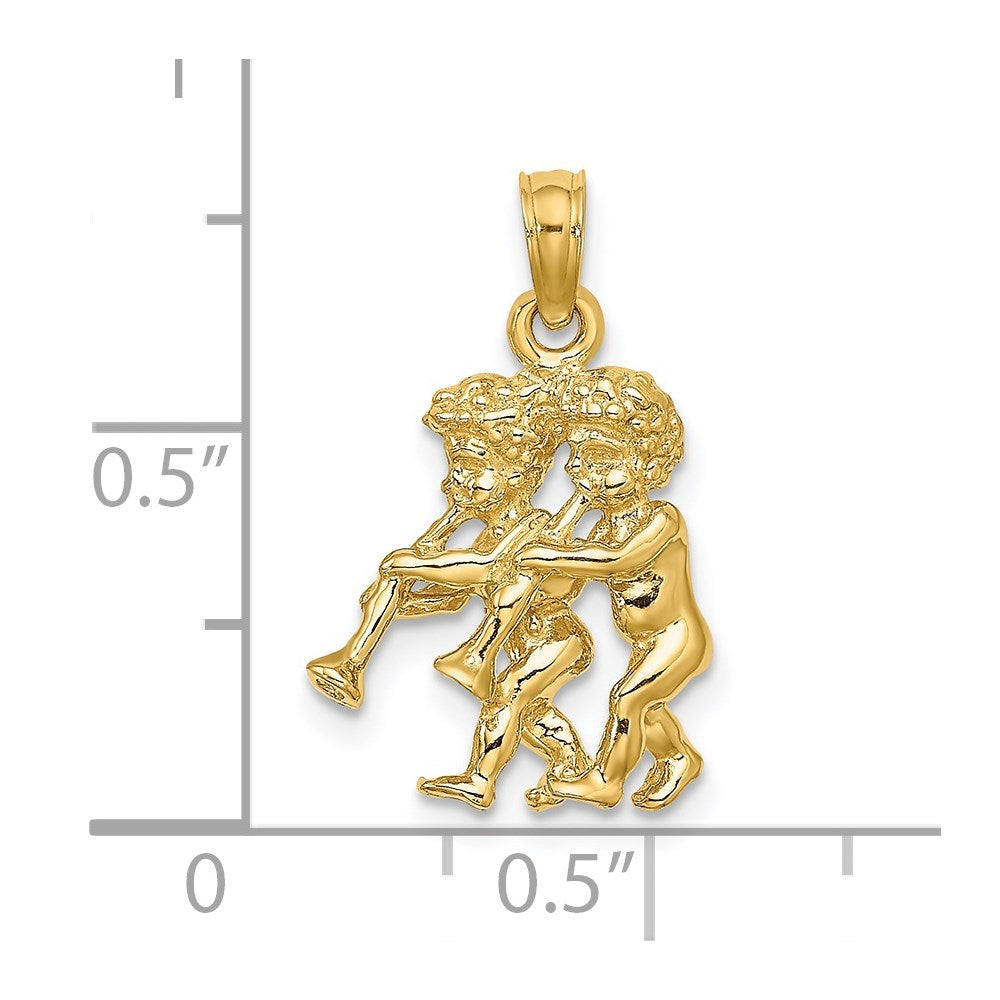 14k 3-D Gemini Zodiac Charm