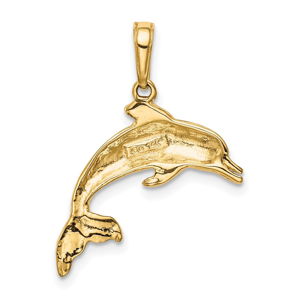 14k Dolphin Swimming Pendant 4