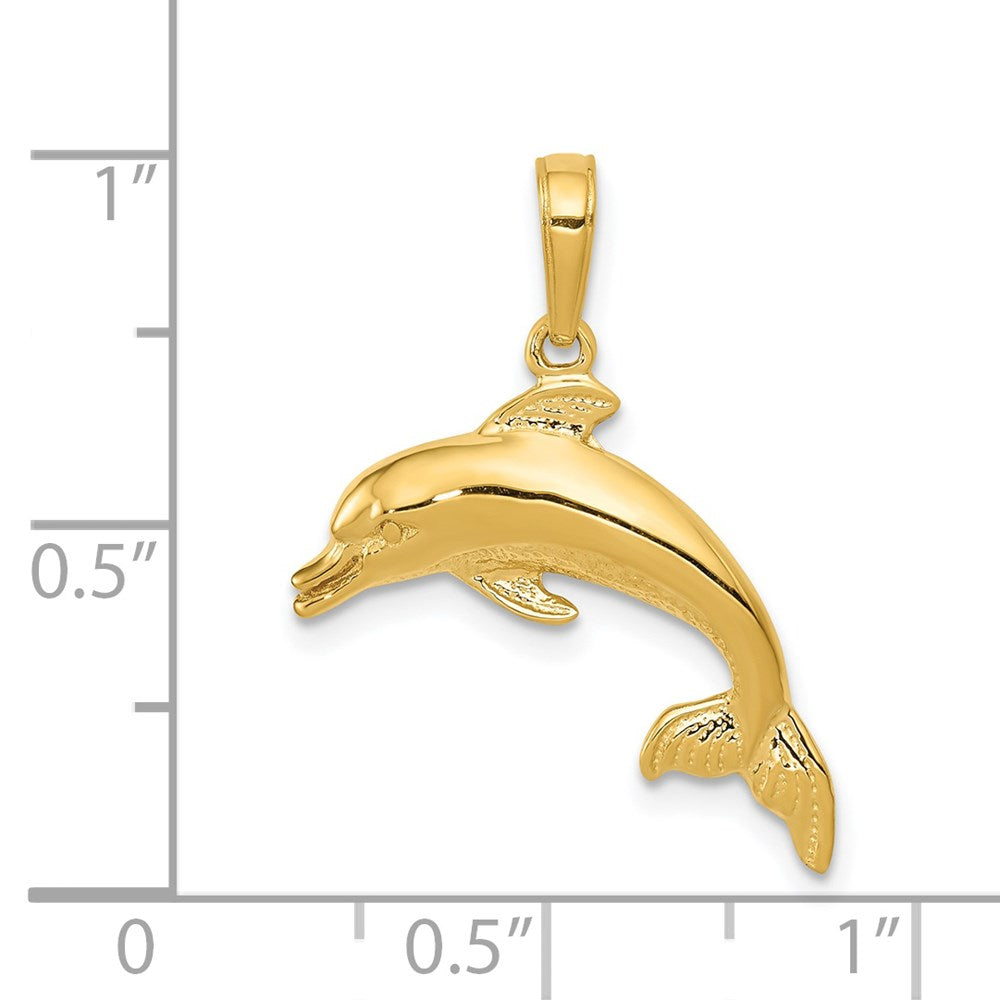14k Dolphin Swimming Pendant 3