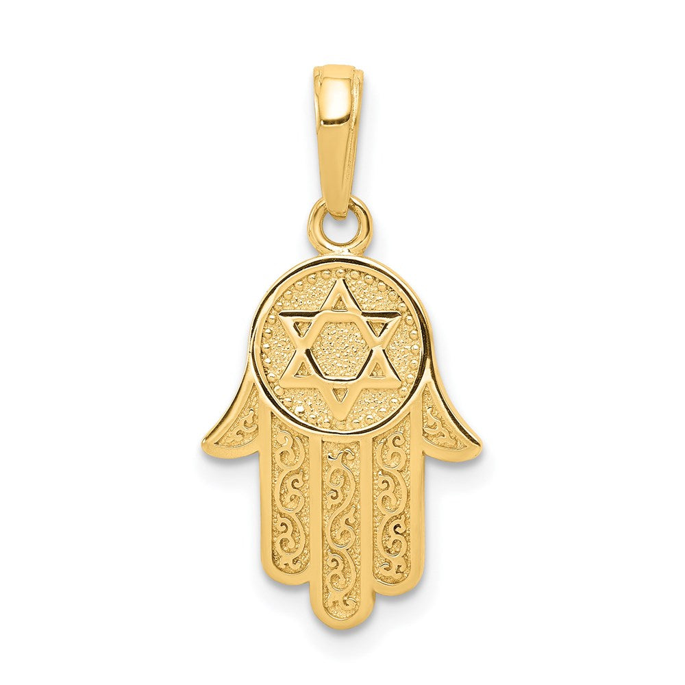 14k Jewish Hand of God w/Star of David Pendant